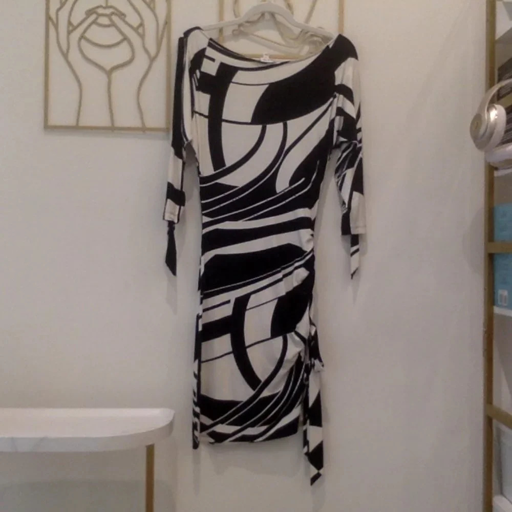 Cache Marble Print & Striped Cold Shoulder Dress … - image 4